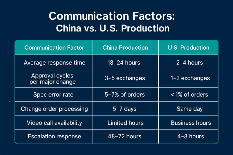 Communication Factors China vs. U.S. Production